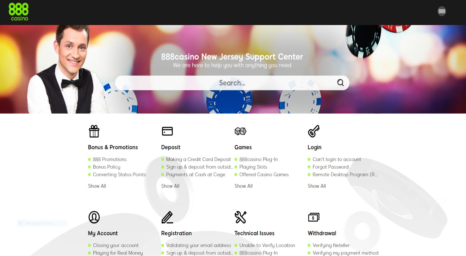 888Casino New Jersey Support Center